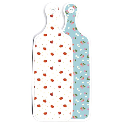로엠디자인 양면 디자인 서빙도마 천청색체리, 다홍사과패턴, 1개