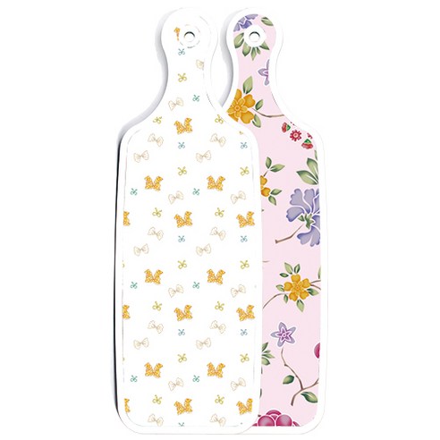 양면 서빙도마 로맨틱레드floral연분홍색, 리본, 1개