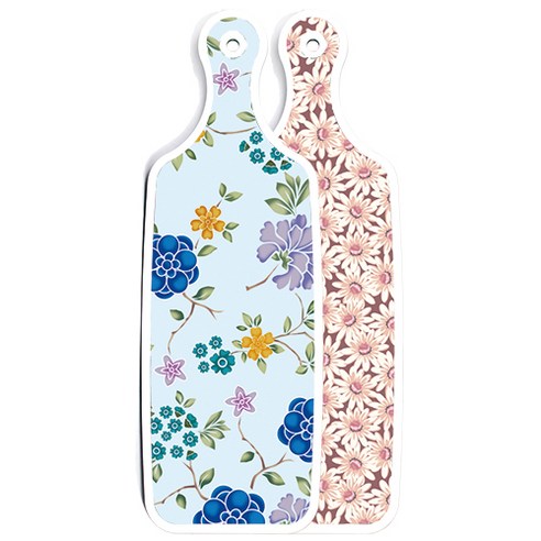 로엠디자인 양면 디자인 서빙도마 자색플라워패턴, 로맨틱블루floral비색, 1개