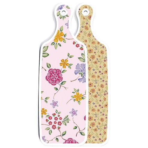 로엠디자인 양면 디자인 서빙 도마 보드 자황색플라워, 로맨틱레드floral연분홍색, 1개