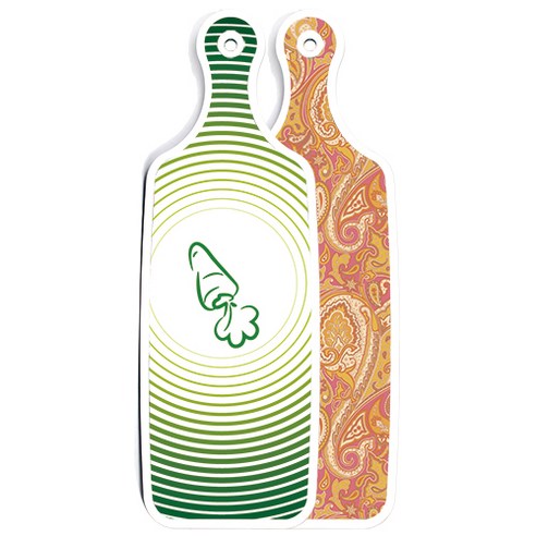 로엠디자인 양면 디자인 서빙 도마 보드 적황색라인아트, 채소라인그린, 1개