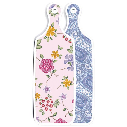 로엠디자인 양면 디자인 서빙 도마 보드 청백색라인아트, 로맨틱레드floral연분홍색, 1개