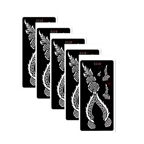 ARYKOTRADERS 템플릿 플라워 바디 페인팅 타투 도안 스티커, S225, 5개입