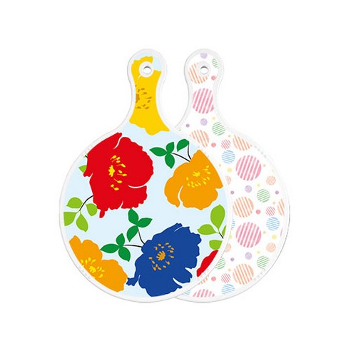 로엠디자인 양면 원형 서빙도마 국화블루옥색, 라인원형, 1개