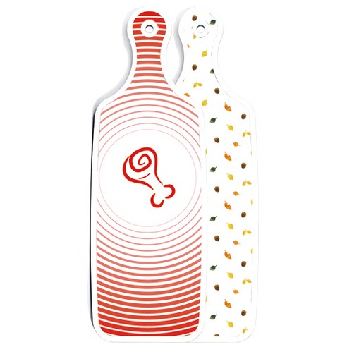로엠디자인 양면 디자인 서빙보드 도마 도토리화이트보드, 고기라인레드, 1개