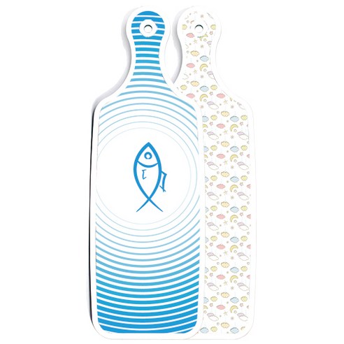 로엠디자인 양면 디자인 서빙보드 도마 파스텔밤하늘, 피쉬라인블루, 1개