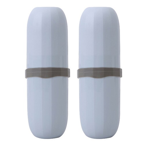 블럭마트 휴대용 2인용 칫솔치약 케이스, 블루, 2개입