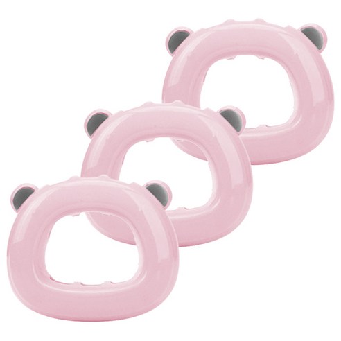 블럭마트 곰돌이 흡착 칫솔꽂이, 핑크, 3개입