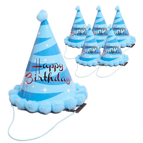 에이비엠 생일꼬깔모자, 롤리팝블루, 6개입
