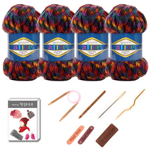 마마니트 알리제 컨트리 뜨개실 4p 목도리 diy 세트, 5291 Carnival, 1세트