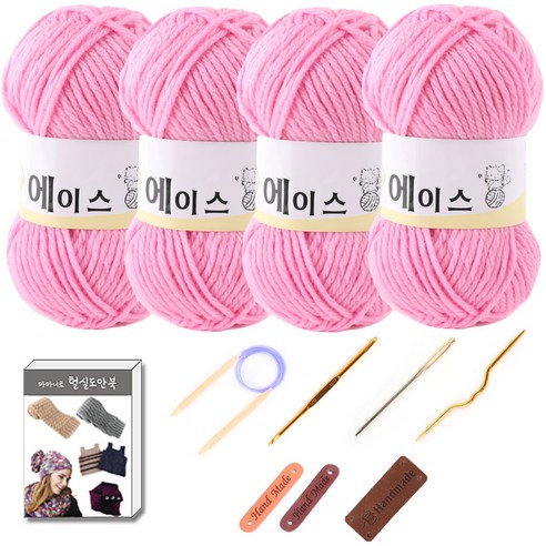 마마니트 울에이스 뜨개질 DIY 패키지, 1세트, 478핑크