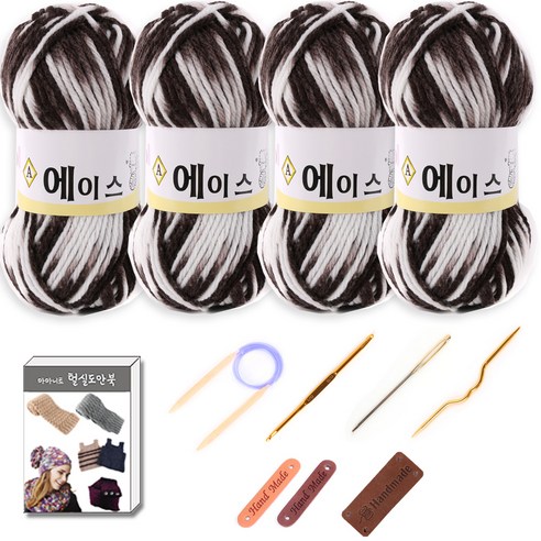 마마니트 울에이스 뜨개질 DIY 패키지, 1세트, 493 진밤혼합