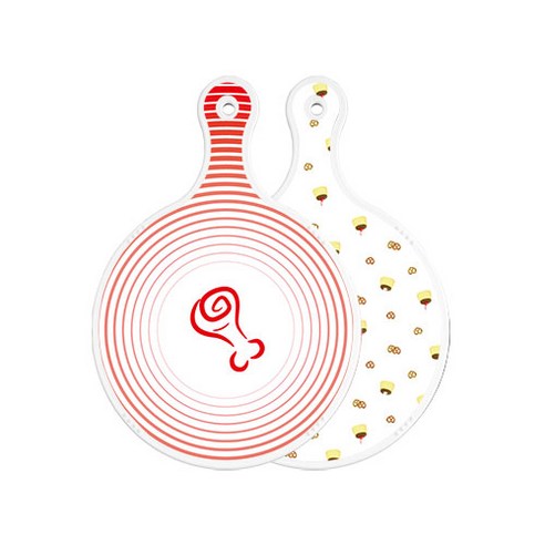 로엠디자인 양면 원형 서빙 도마 고기라인레드, 푸딩, 1개