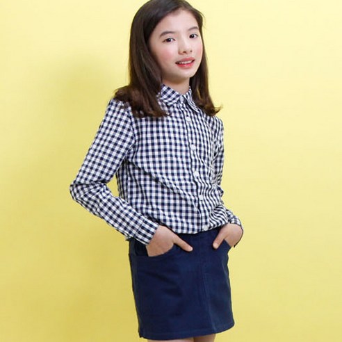 또래친구 여아용 JN체크남방