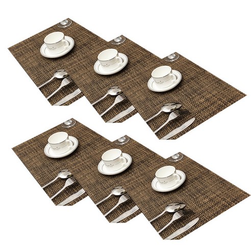 앤티스 주방용품 유럽스타일 매듭 테이블 매트 6p, 브라운, 45 x 30 cm