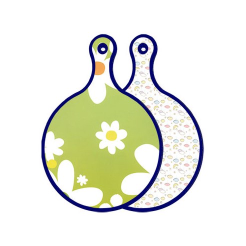 로엠디자인 블루에디션 양면 원형 서빙도마 보드 floraldesign 하얀개나리, 파스텔밤하늘, 1개