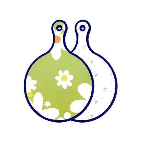 로엠디자인 블루에디션 양면 원형 서빙도마 보드 floraldesign 하얀개나리, 라인하트, 1개