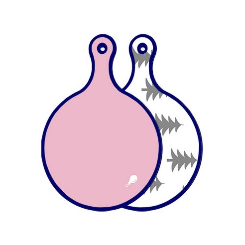 로엠디자인 블루 에디션 양면 원형 서빙도마 분홍, 숲패턴3, 1개