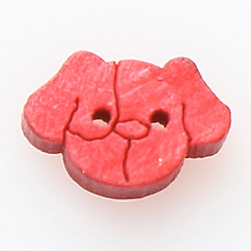 HR빅버튼 나무단추 강아지 13mm, 레드, 4개입