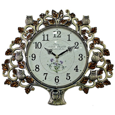썬아트 생명나무 부엉이 시계, 골드