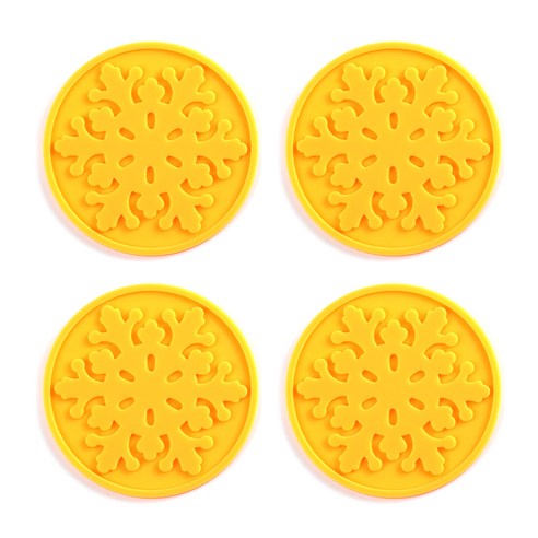 이코디 실리콘 칼빙 스노우 코스터 4p, 오렌지