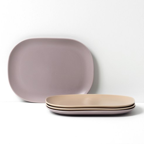보울보울 레트로라인 오발플레이트L 28cm 라벤더바이올렛 2p + 카라멜베이지 2p, 1세트, 접시 4p