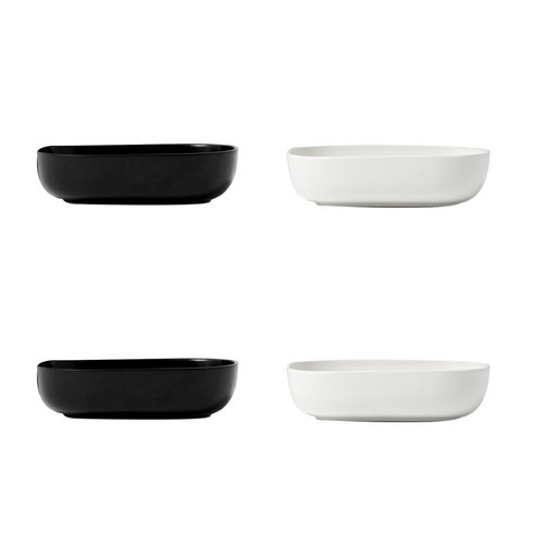 보울보울 레트로라인 오발볼 18cm 밀크화이트 2p + 미드나잇블랙 2p, 4개입