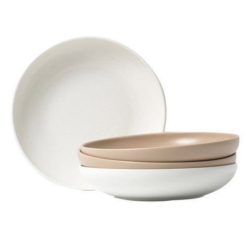 보울보울 레트로라인 파스타볼 22cm 밀크화이트 2p + 카라멜베이지 2p, 혼합 색상, 4개입
