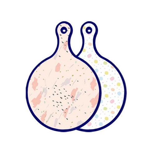 로엠디자인 블루에디션 양면 원형 서빙도마 패턴자국, 마카롱, 1개