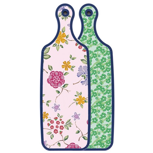로엠디자인 블루에디션 양면 서빙 도마 그린봉선화, 로맨틱레드floral연분홍색, 1개