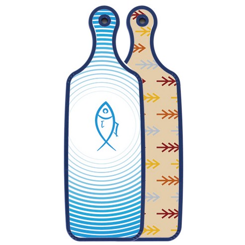 로엠디자인 블루에디션 양면 서빙도마 소나무두목색, 피쉬라인블루, 1개
