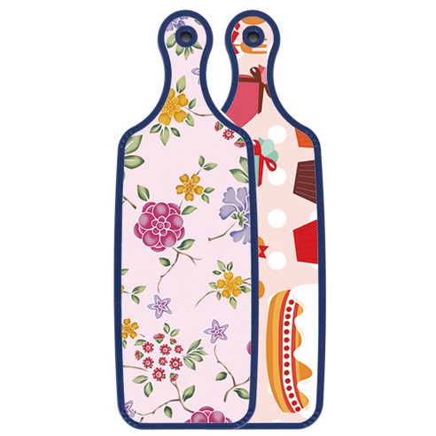 Loem 블루에디션 서빙 양면도마 꼬마도넛, 로맨틱레드floral연분홍색, 1개