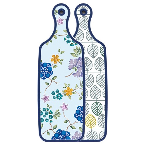 Loem 블루에디션 서빙 양면도마 나뭇잎패턴, 로맨틱블루floral비색, 1개