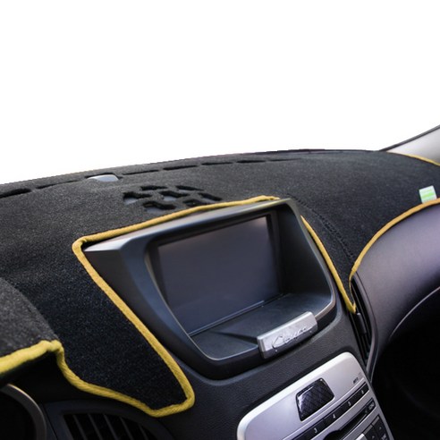 본투로드 차량용 에코 대쉬보드커버 블랙 원단 옐로우 라인 + DUB 종이 방향제, 산타페D.M 2013년~2015년(수납함유)