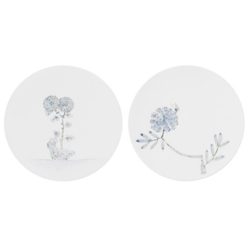 소리도예 이정용 상감 벽걸이 접시 2p, 국화, 민화계관화, 1세트