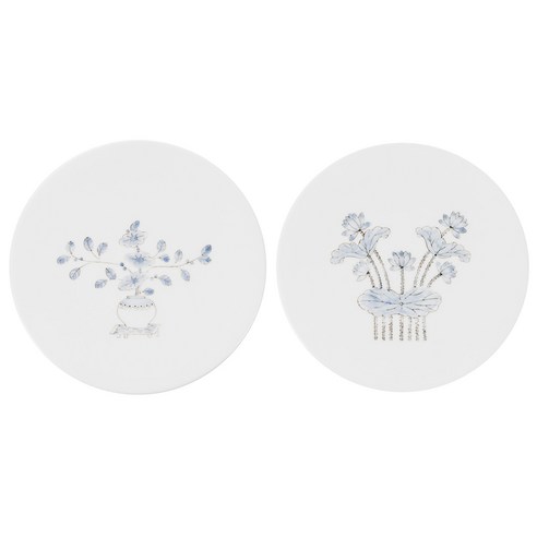 소리도예 이정용 상감 벽걸이 접시 2p, 기명절지, 연화, 1세트