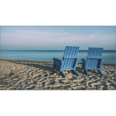 유브이디에스 아트보드 주방시트지 모래사장위 파란의자, 1개