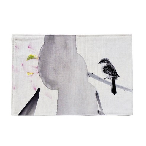 슈퍼식스 수묵화 일러스트 린넨 테이블 플레이스 단열 매트, 3, 44 x 28 cm