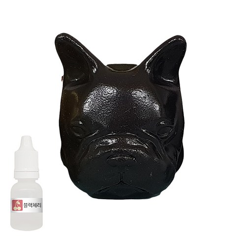 허브플러스 차량용 석고방향제 프렌치불독 블랙 + 리필오일 10ml, 블랙체리향