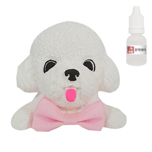 허브플러스 차량용 석고방향제 애교푸들 화이트 + 리필오일 10ml, 블랙체리향