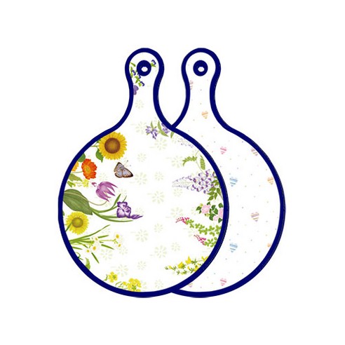 로엠디자인 블루에디션 양면 원형 서빙 도마 화단, 라인하트, 1개