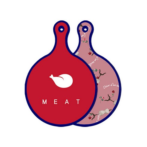 로엠디자인 블루에디션 양면 원형 서빙 도마 미트레드, 자색아트클립, 1개