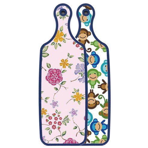 로엠디자인 블루에디션 양면서빙도마 원숭이, 로맨틱레드floral연분홍색, 1개