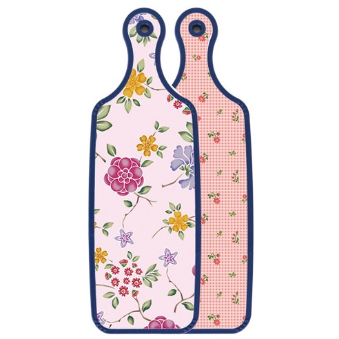 로엠디자인 블루에디션 양면 서빙도마 보드 핑크플라워체크, 로맨틱레드floral연분홍색, 1개
