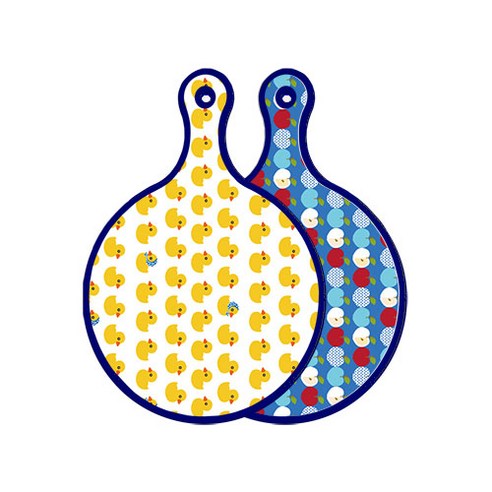 로엠디자인 블루에디션 양면 디자인 원형 서빙도마 오리, 애플벽색, 1개