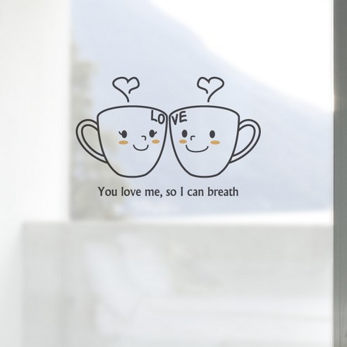 디자인수풀 컬러 안개 창문용 시트지, 커플 머그