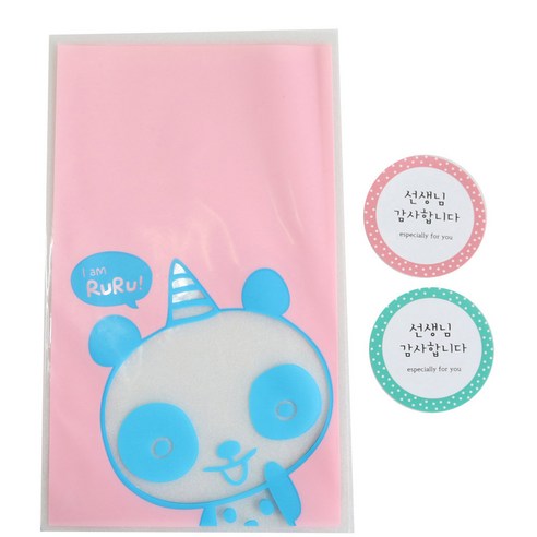 황씨네도시락 비접착 야미봉투 팬더 100p + 원형 스티커 선생님 감사합니다 100p, 1세트