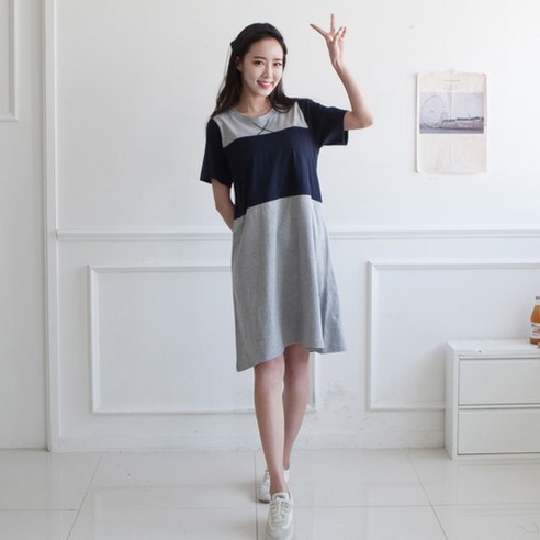 메르 반팔 수유칸칸이원피스