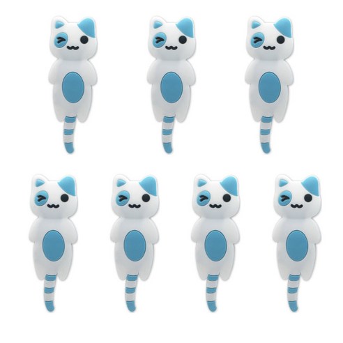 앤티스 주방용품 후크 타입 정면 고양이 냉장고 자석 7p, 윙크 블루