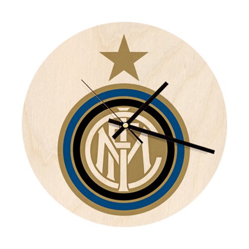 모두의팩토리 세계축구팀 로고인쇄 자작나무 벽시계 원형 23cm, 30 인터밀란
